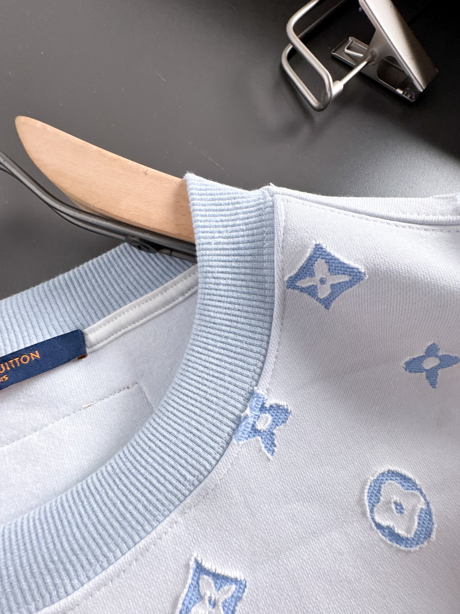 Louis Vuitton Monogram Jacquard Crewneck Sweater Classic Fit - Blue/White 6 a1754317387889 0820
