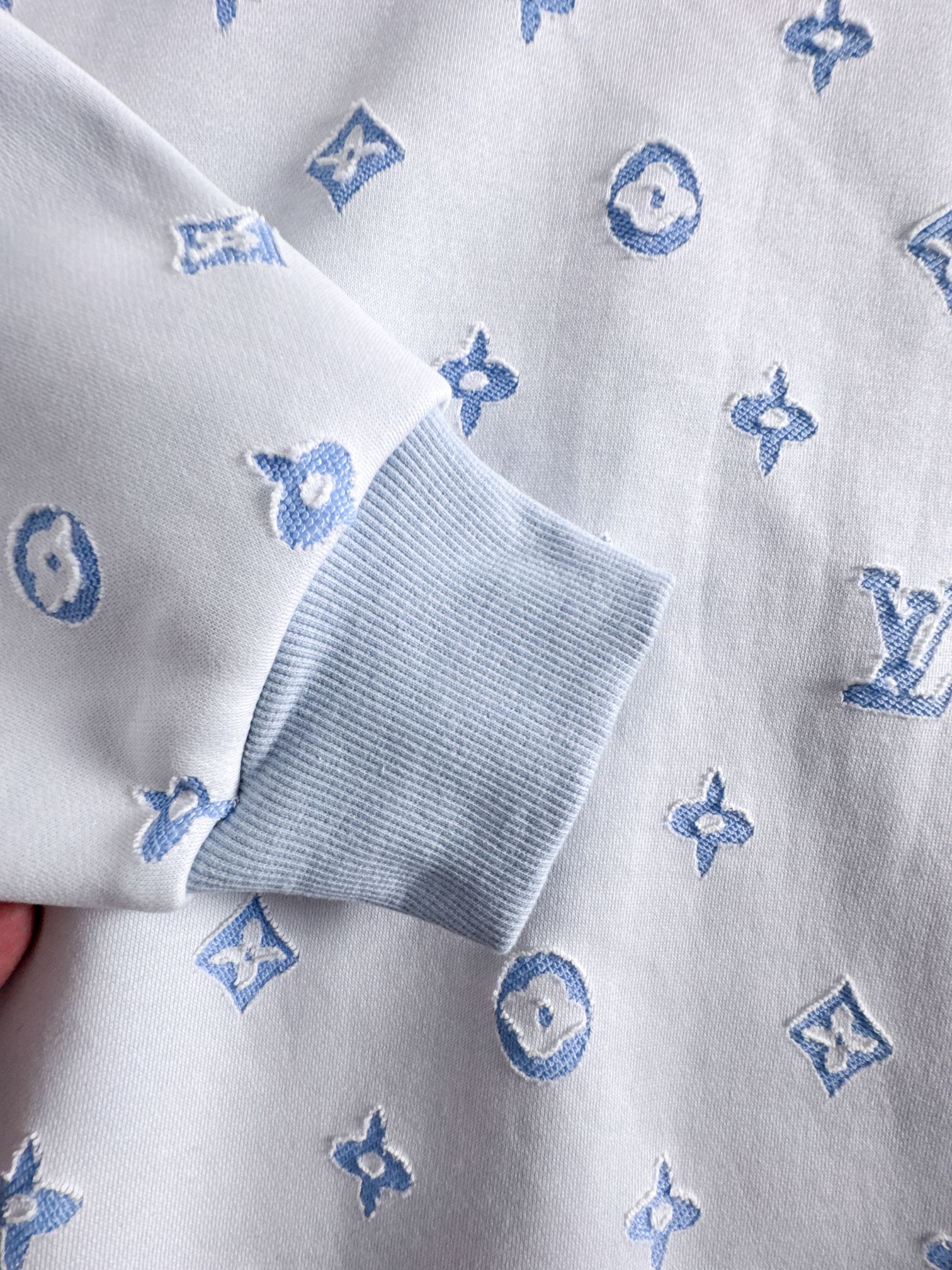 Louis Vuitton Monogram Jacquard Crewneck Sweater Classic Fit - Blue/White 7 a1754317390114 7630