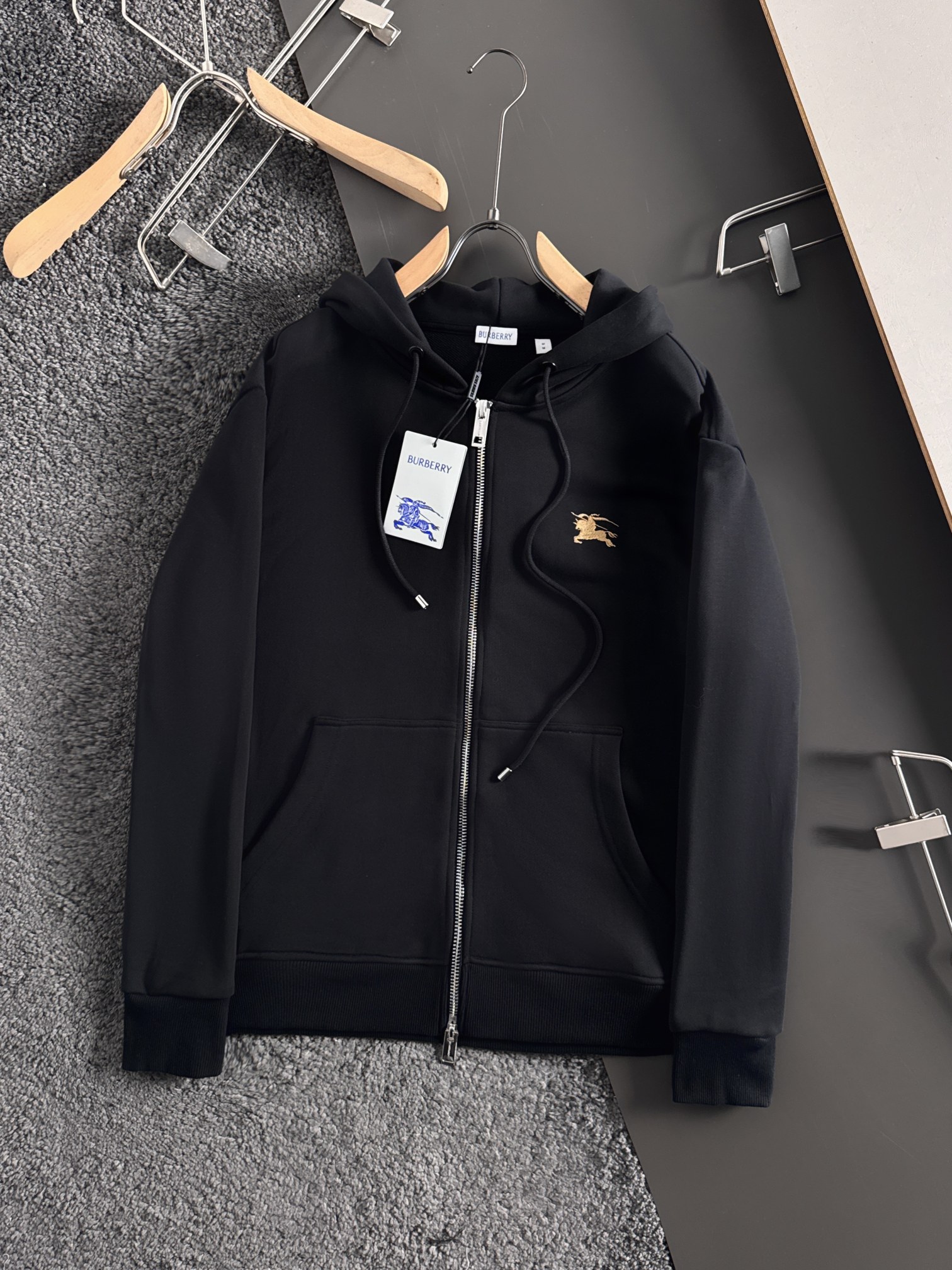 Burberry Black Cotton Blend Zip-Up Hoodie with Embroidered Logo 2 a1754317655829 5850