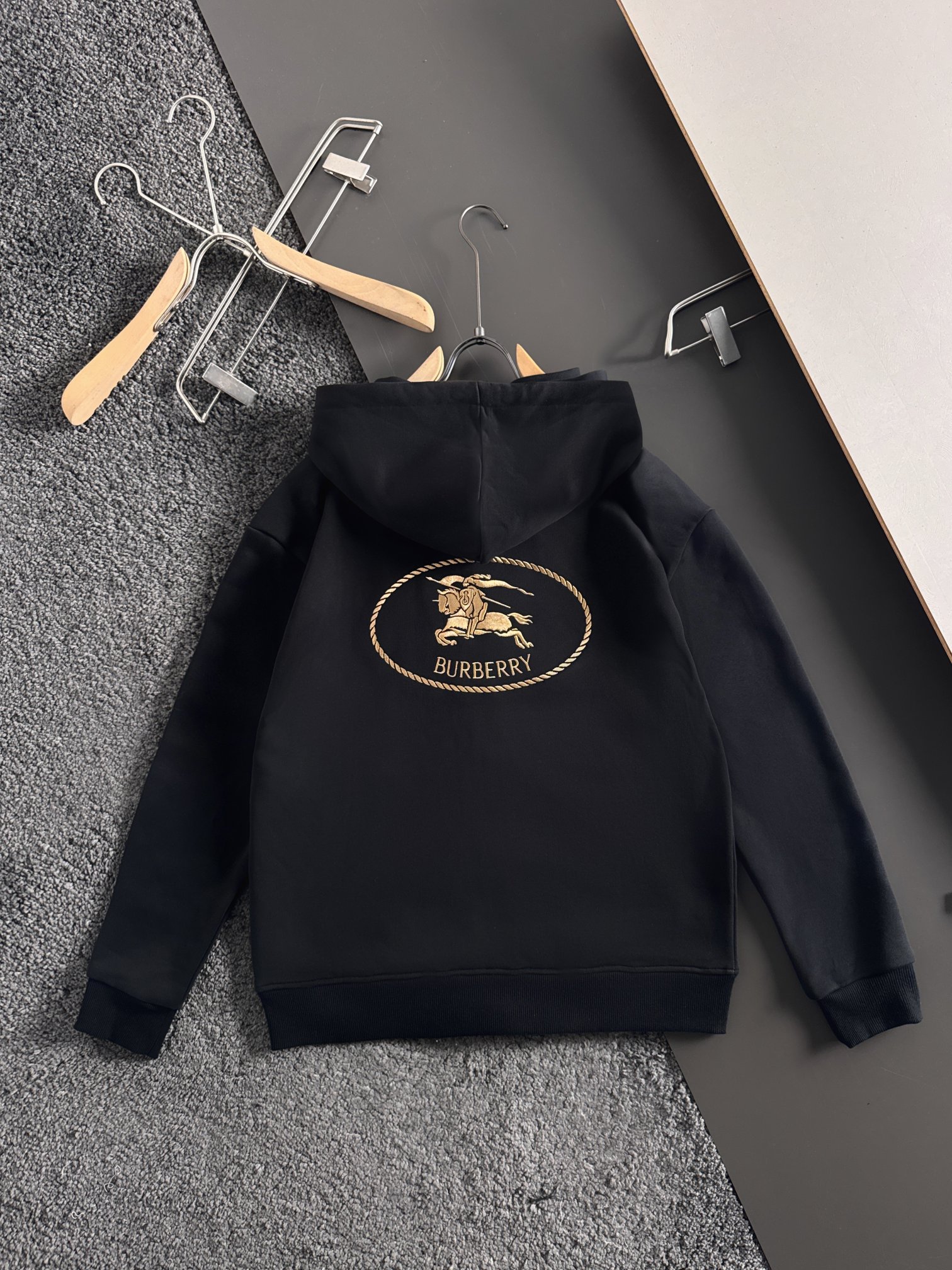 Burberry Black Cotton Blend Zip-Up Hoodie with Embroidered Logo 3 a1754317655845 0467