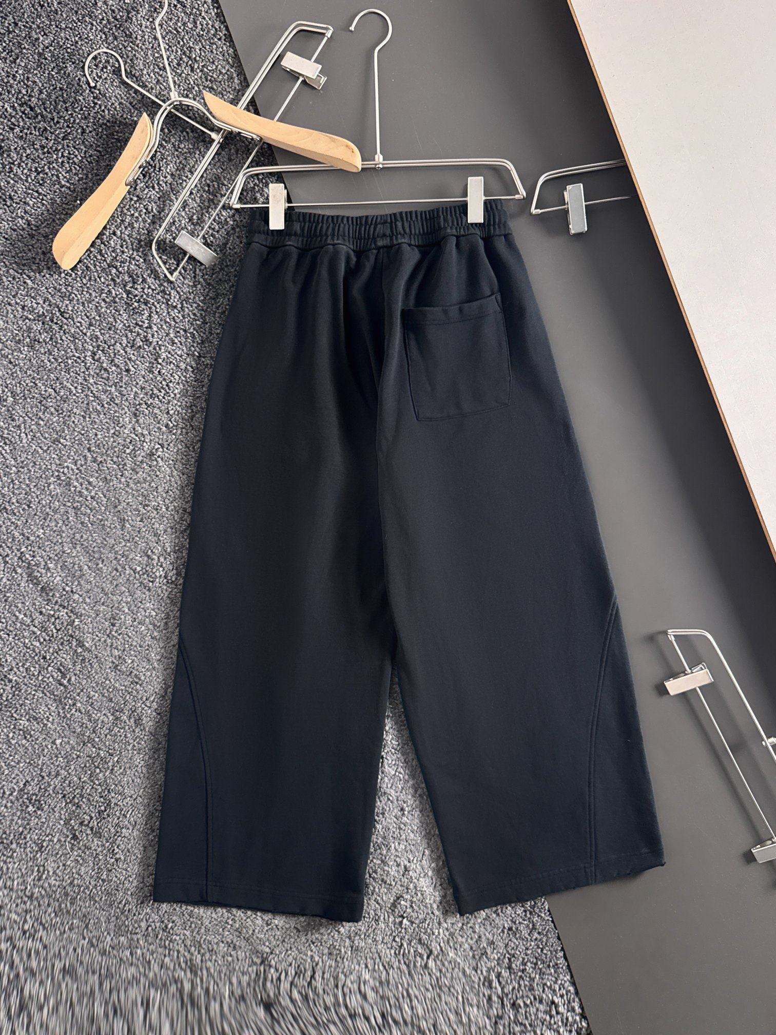 Balenciaga Black Cotton Blend Cropped Logo Sweatpants Drawstring Elastic Waist 2 a1755509941709 0252
