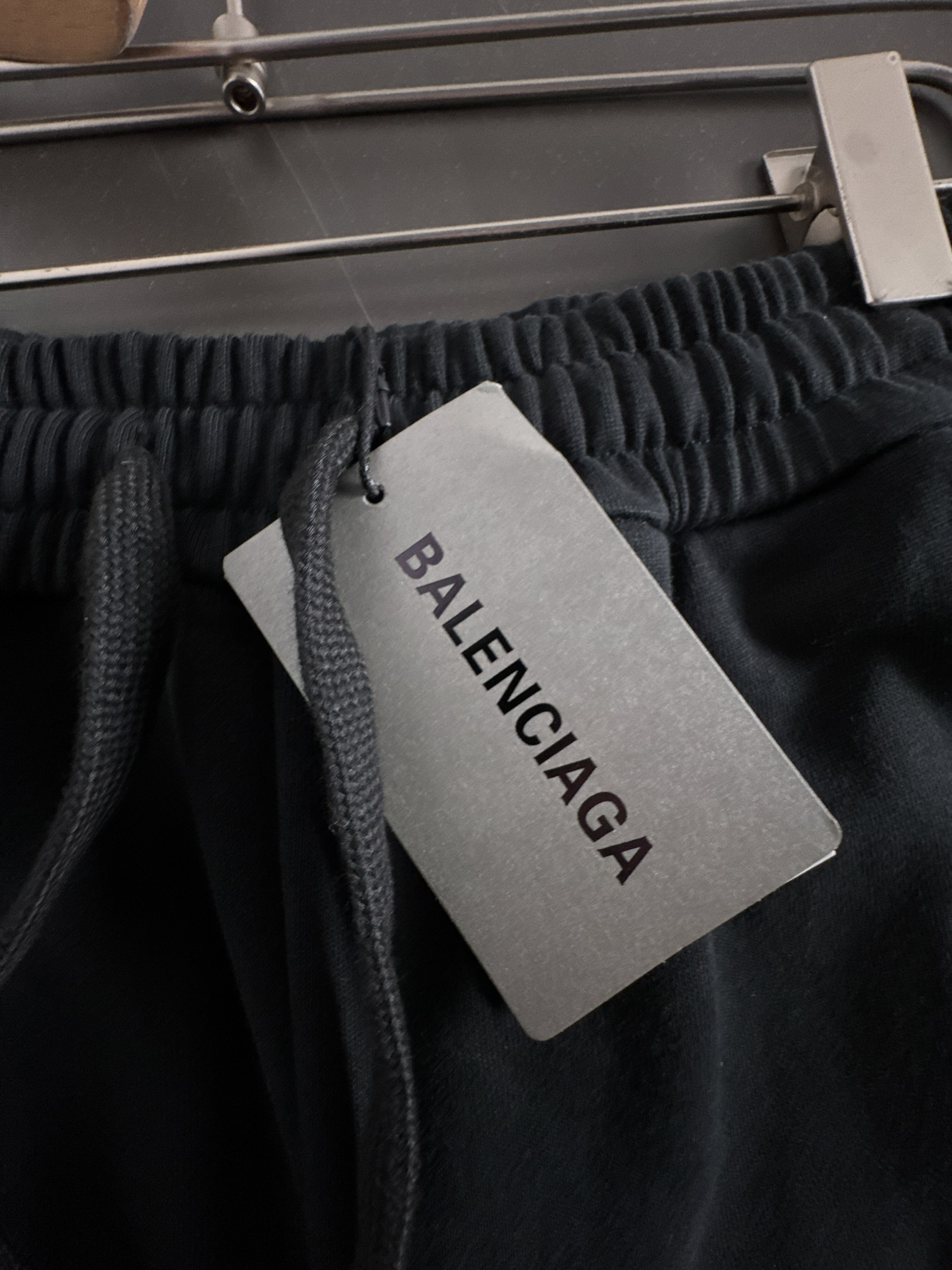 Balenciaga Black Cotton Blend Cropped Logo Sweatpants Drawstring Elastic Waist 9 a1755509943660 0710