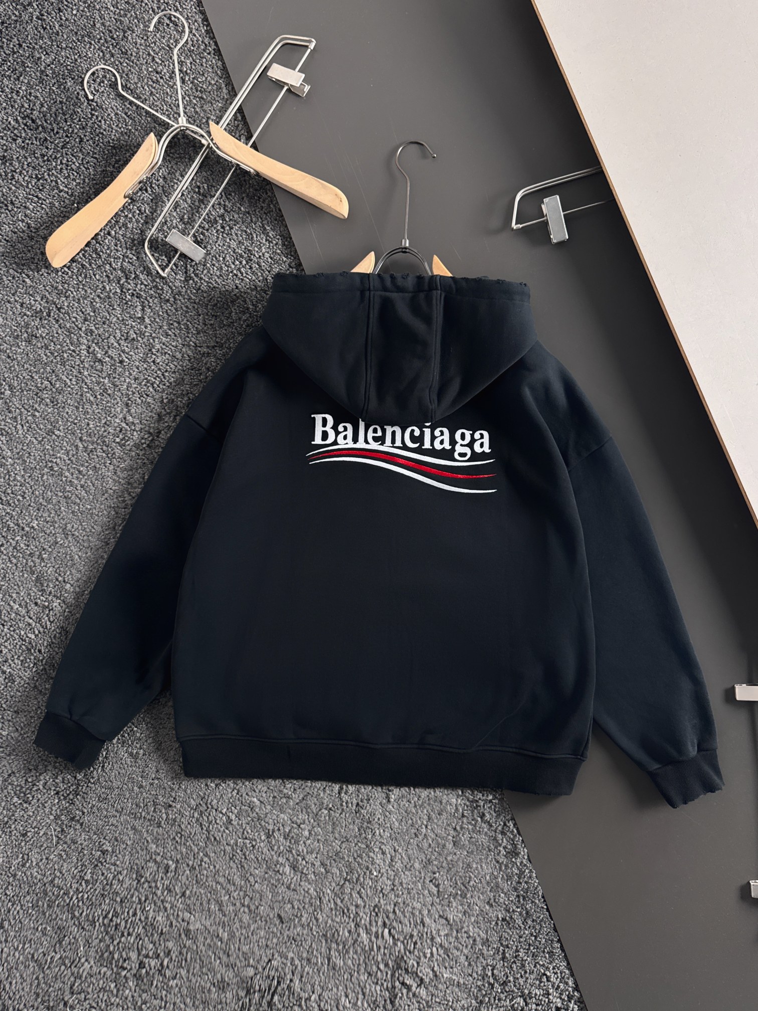 Balenciaga Black Cotton Blend Zip-Up Hoodie with Logo 2 a1755510134655 1686