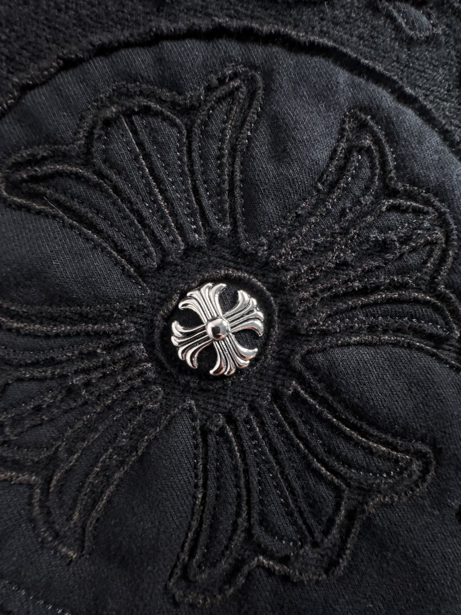 CH 新款连帽重工洗水贴布刺绣拉链卫衣～男女同款，正反都无敌漂亮，胸口➕后背刺绣图案装饰，再搭配银色金属