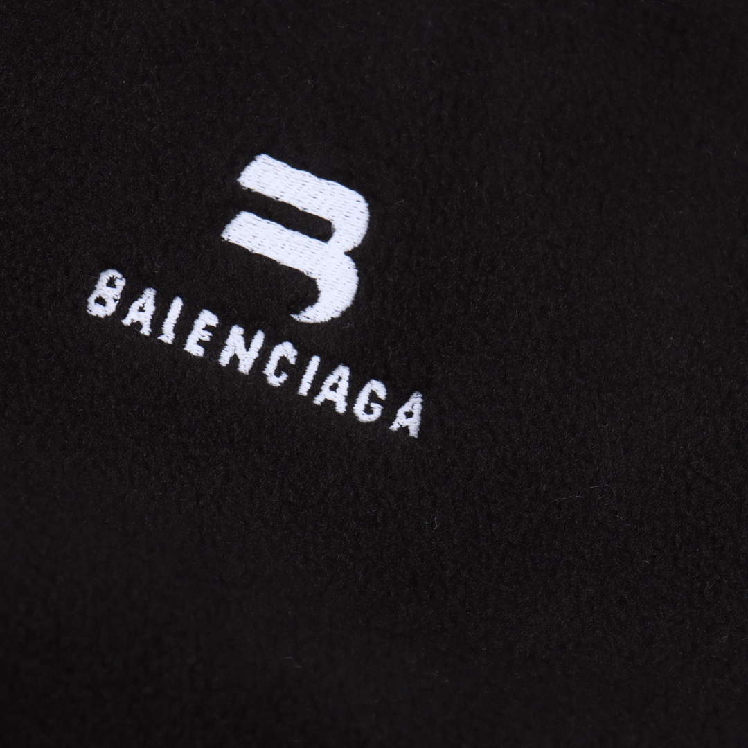 Balenciaga/巴黎世家 BLCG 24FW Sporty B双钩刺绣条纹拼接摇粒绒棉服