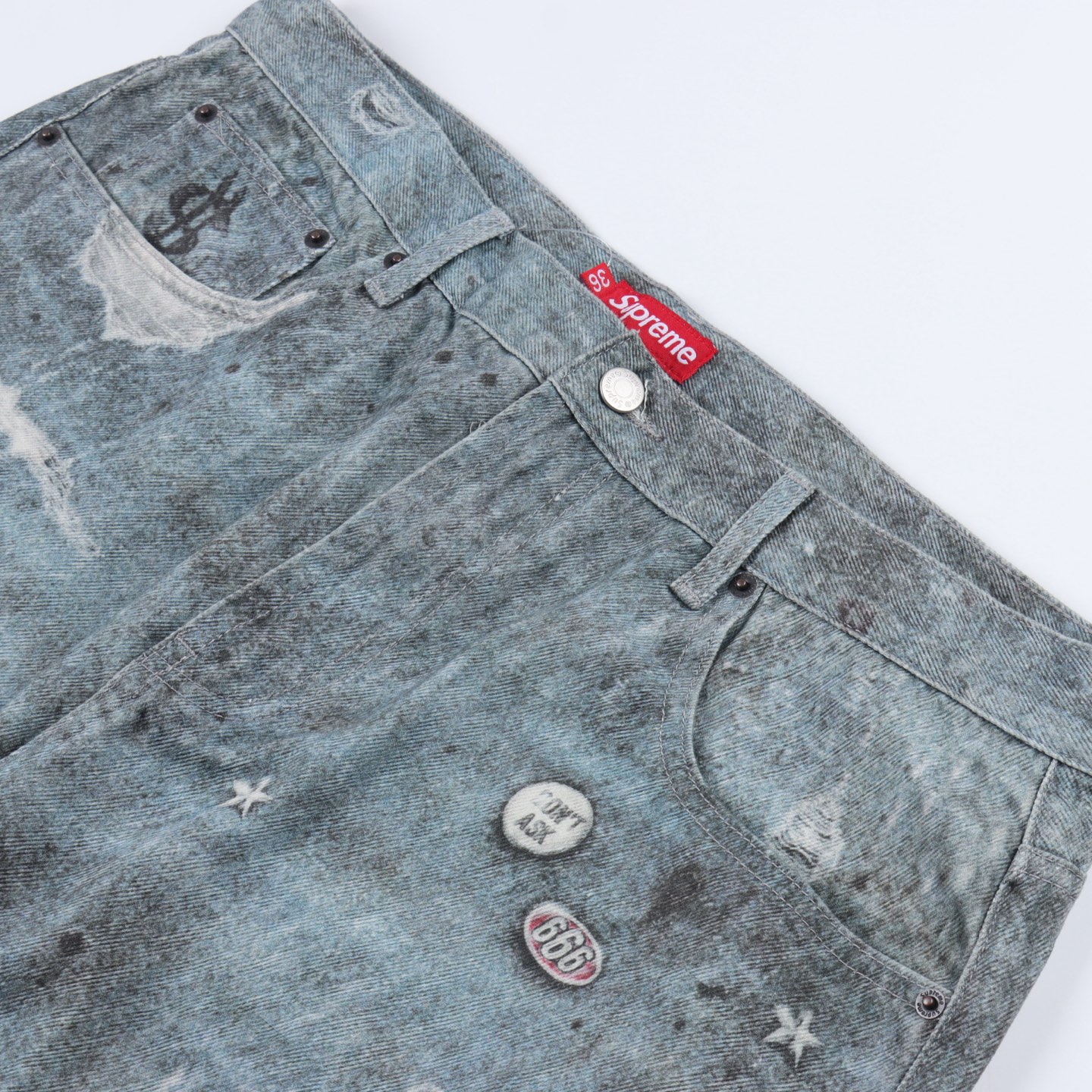 Supreme X HJR Trompe L'oeil Hooded Work Jacket 艺术家联名错视涂鸦印花牛仔裤