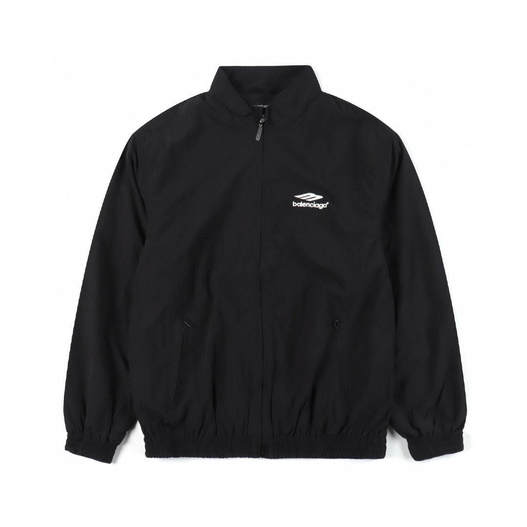 Balenciaga/巴黎世家 BLCG 24SS 走秀款3B刺绣全黑运动套装外套