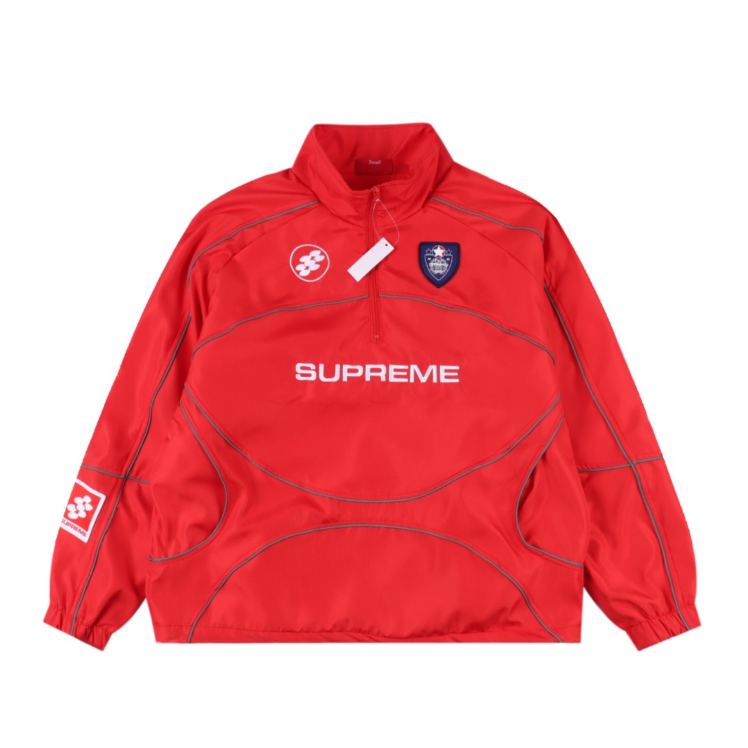 Supreme FW24 WEEK11 Reflective Piping Pullover 3M反光条半拉链套头夹克外套