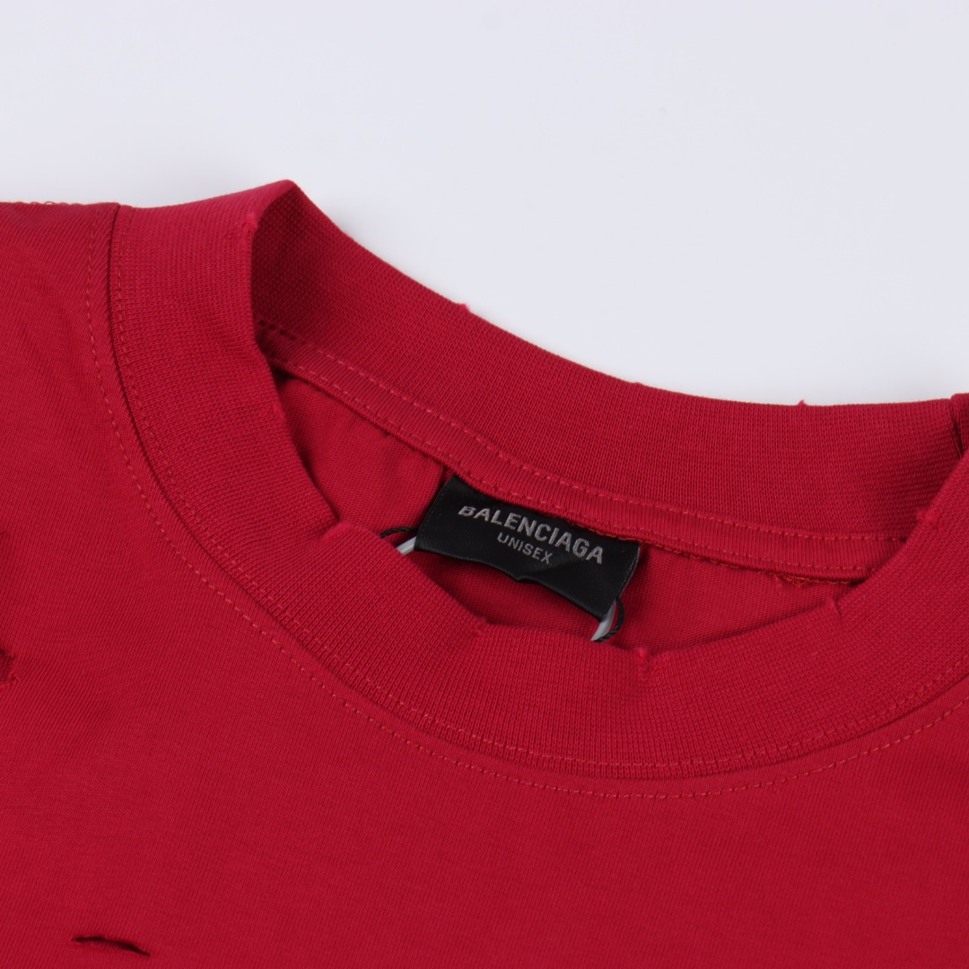 BALENCIAGA巴黎世家 艺术破洞短袖T恤
