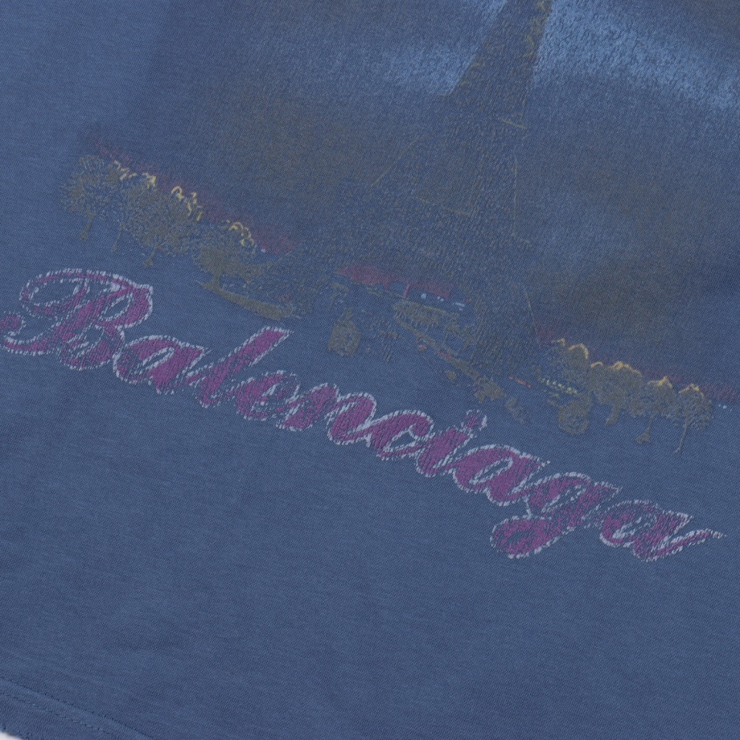 BALENCIAGA巴黎世家 夜景铁塔短袖T恤