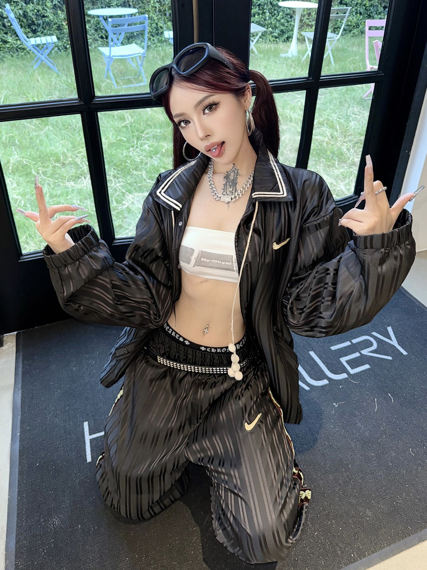 Nike x BODE 联名款Astro Grabber SS24 Logo翻领修身单排扣休闲西装夹克外套 上身效果#