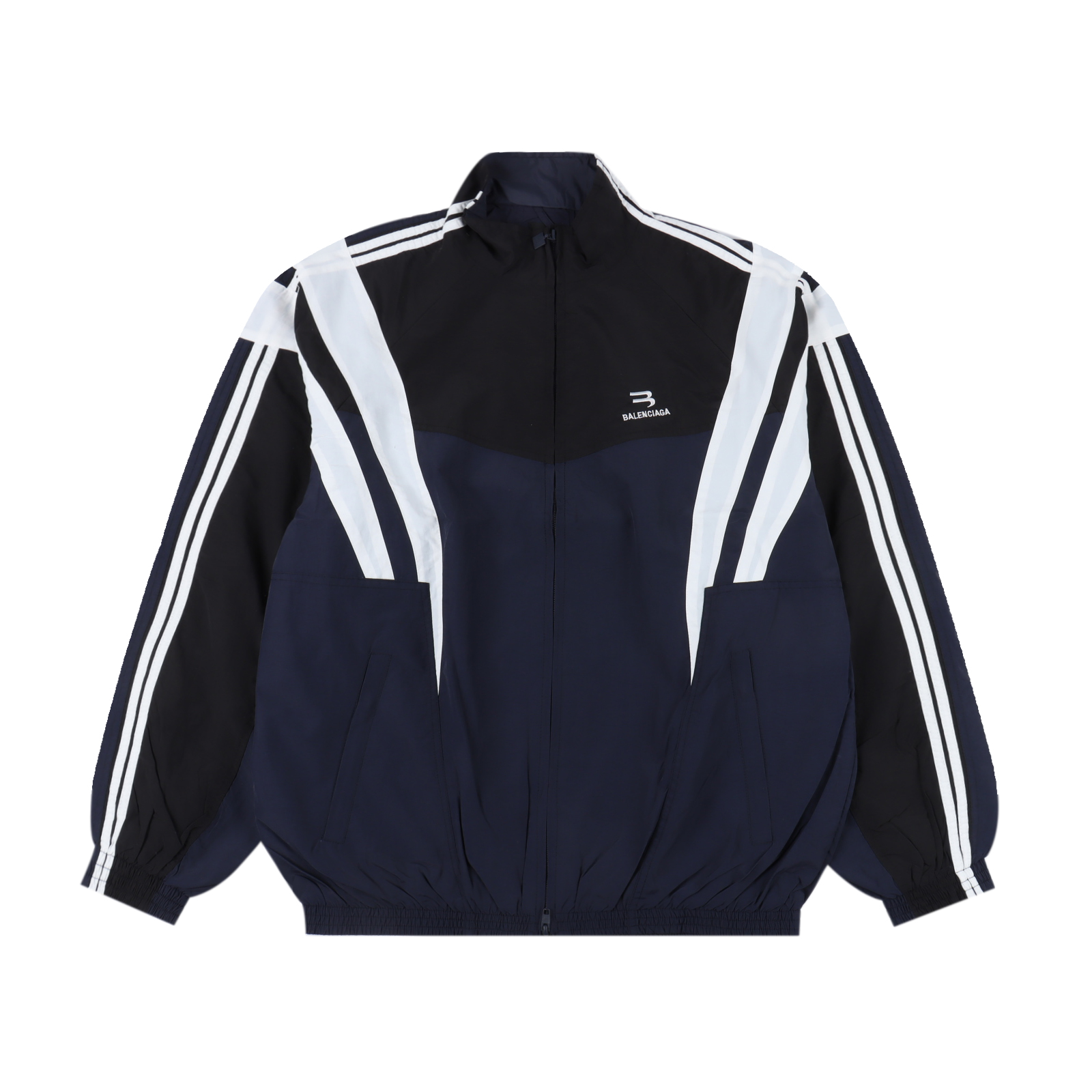 Balenciaga/巴黎世家 BLCG 24FW 走秀款双钩刺绣靛蓝拼接运动套装外套