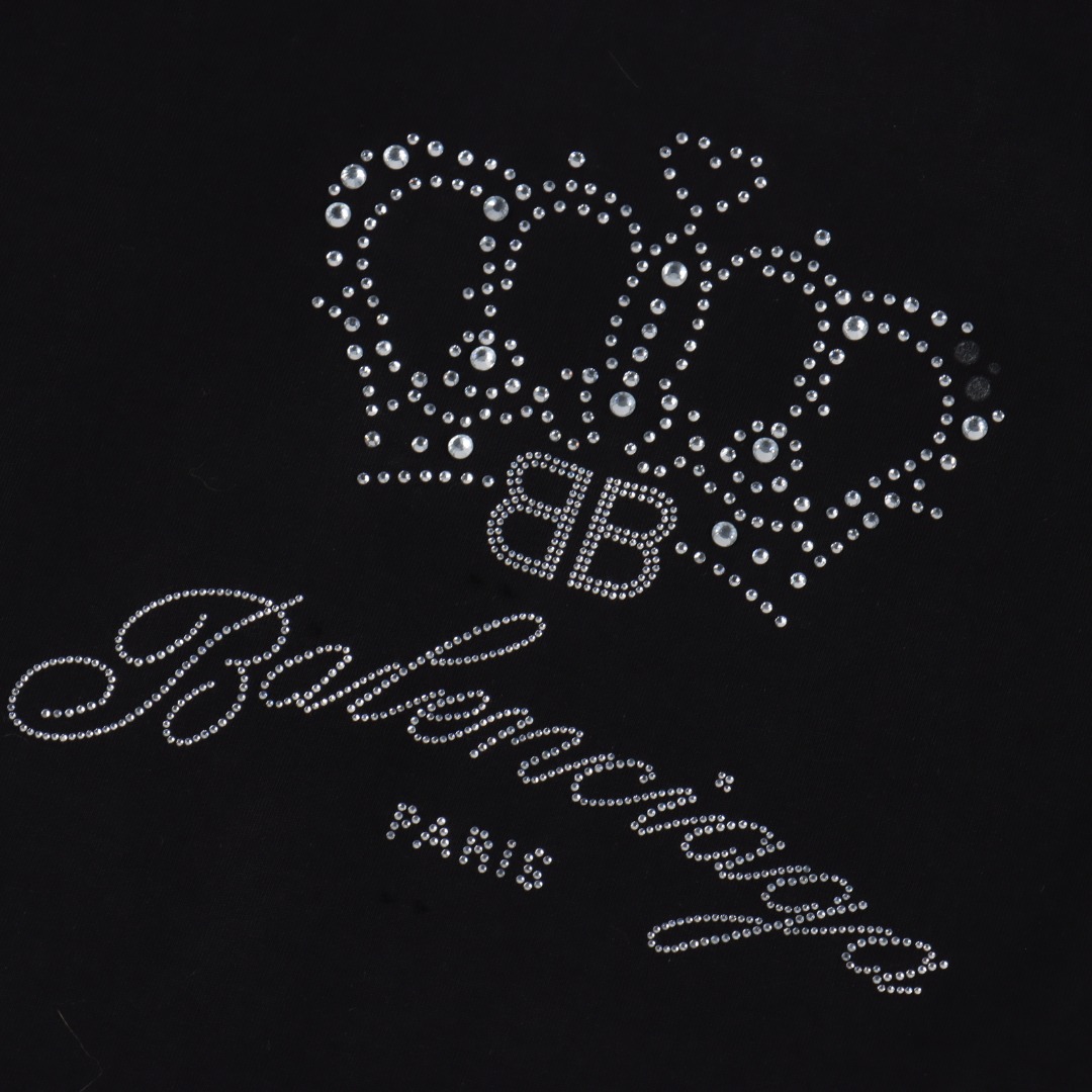 BALENCIAGA巴黎世家 皇冠掉钻短袖T恤
