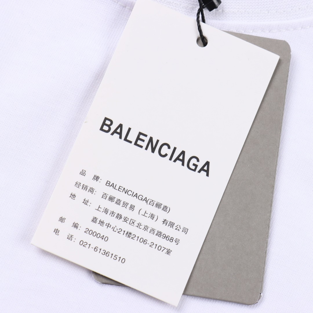 BALENCIAGA巴黎世家 艺术破洞短袖T恤