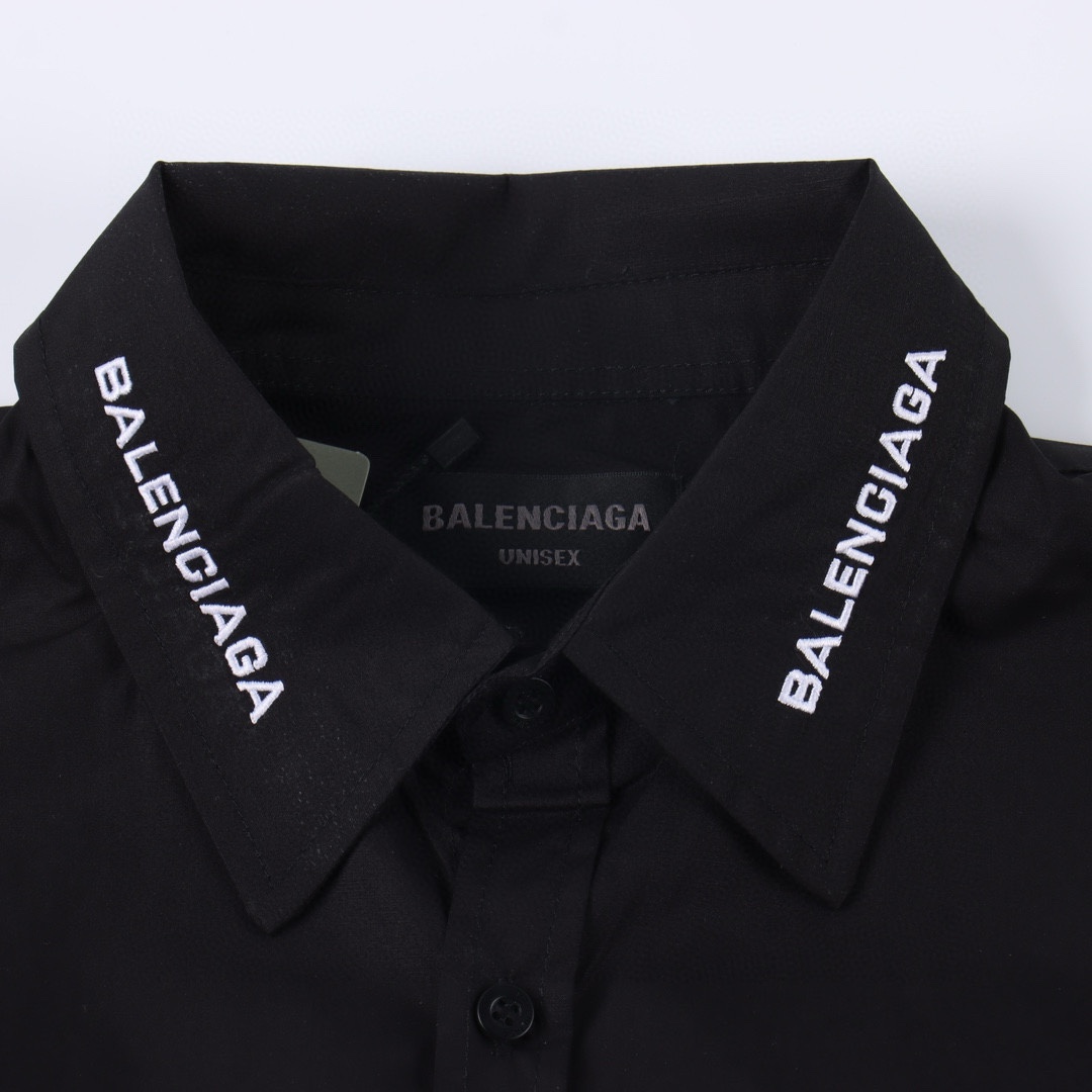 Balenciaga/巴黎世家 BLCG 24FW 领口字母刺绣长袖衬衫