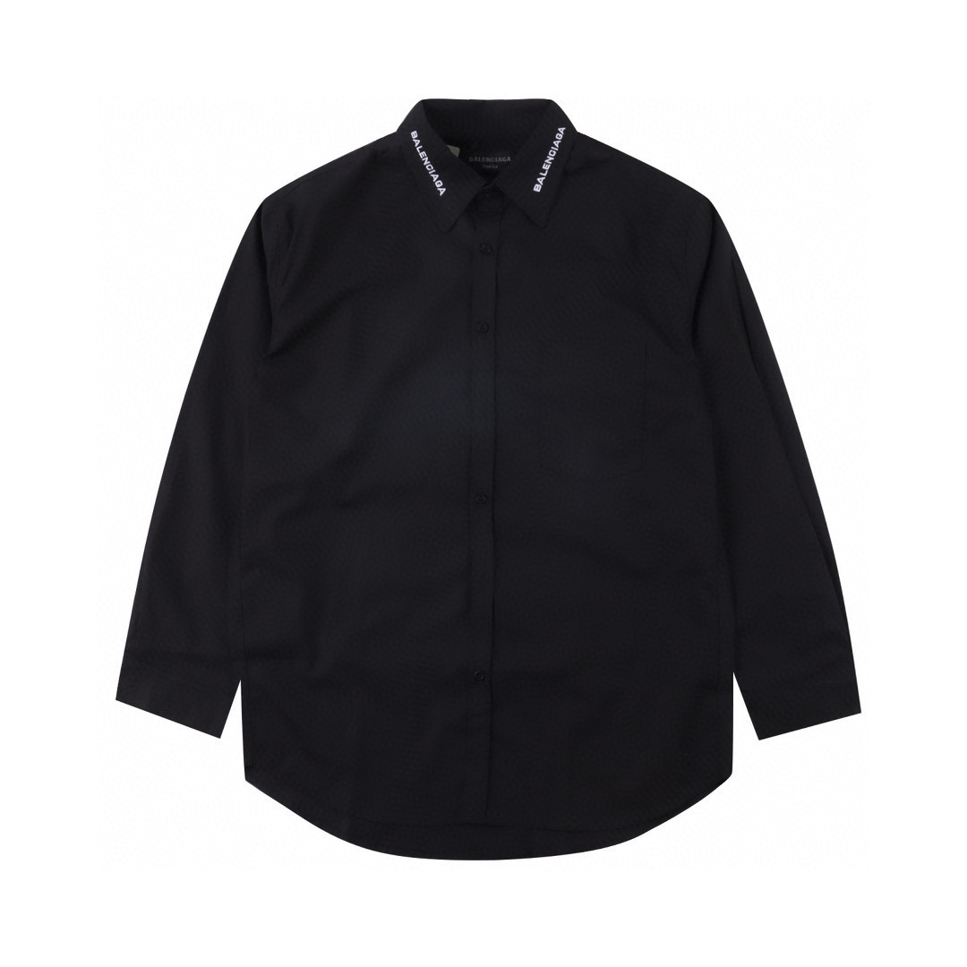 Balenciaga/巴黎世家 BLCG 24FW 领口字母刺绣长袖衬衫