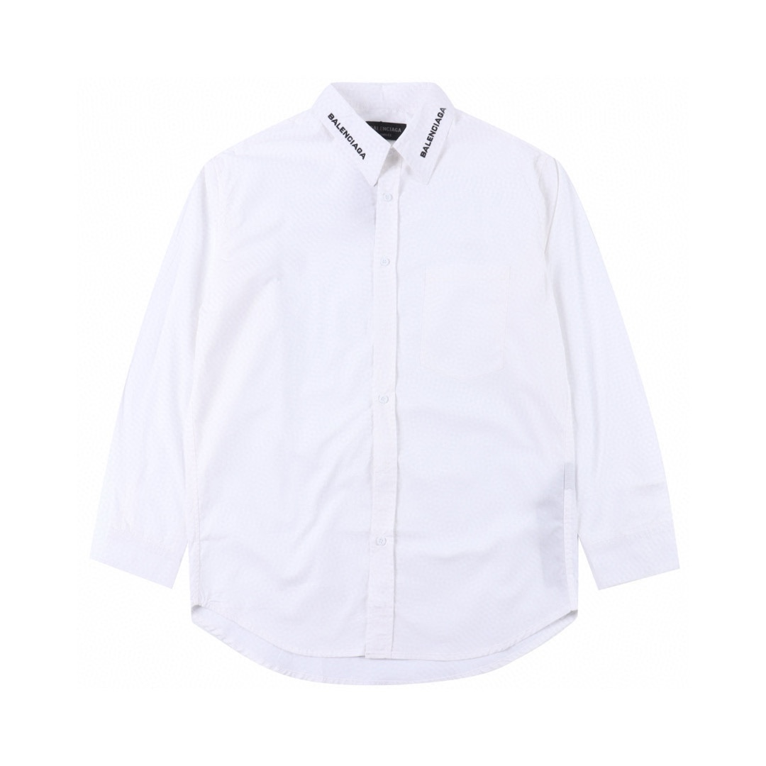 Balenciaga/巴黎世家 BLCG 24FW 领口字母刺绣长袖衬衫