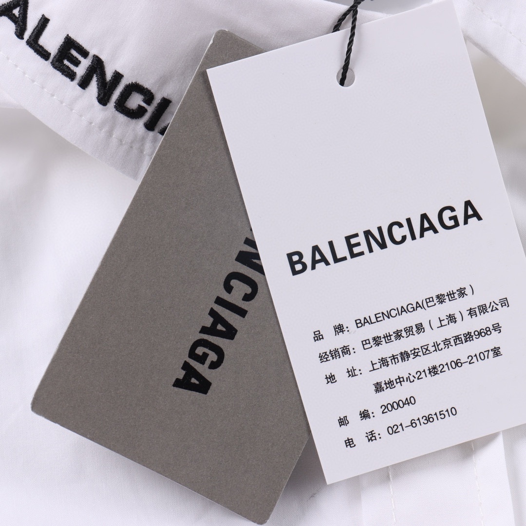 Balenciaga/巴黎世家 BLCG 24FW 领口字母刺绣长袖衬衫