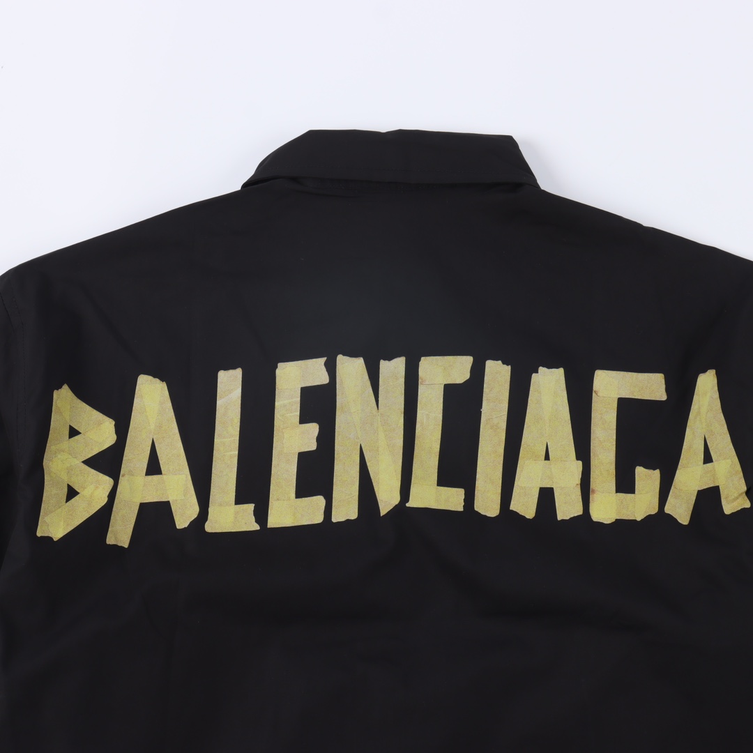 Balenciaga/巴黎世家 BLCG 24FW 黄胶带印花长袖衬衫