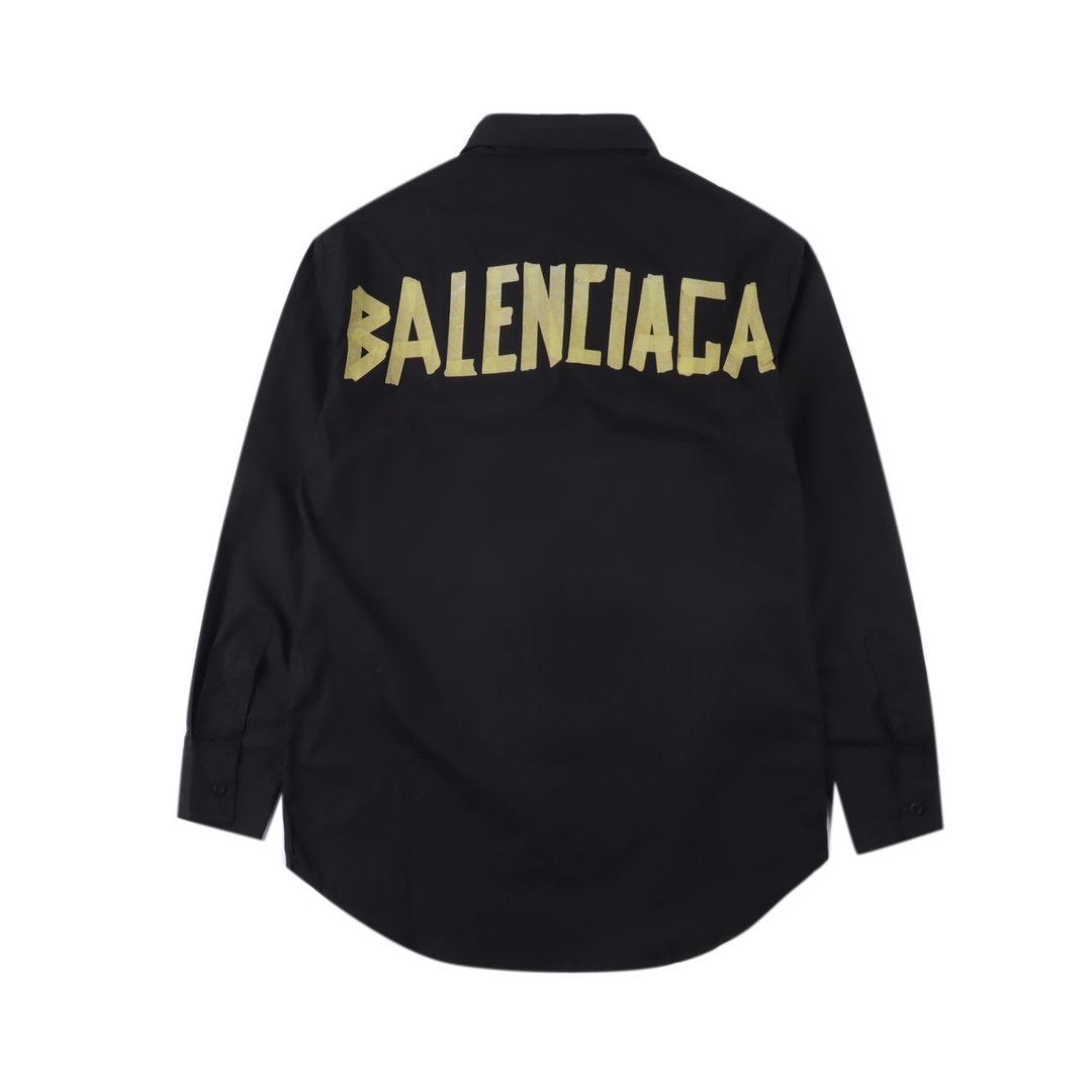 Balenciaga/巴黎世家 BLCG 24FW 黄胶带印花长袖衬衫