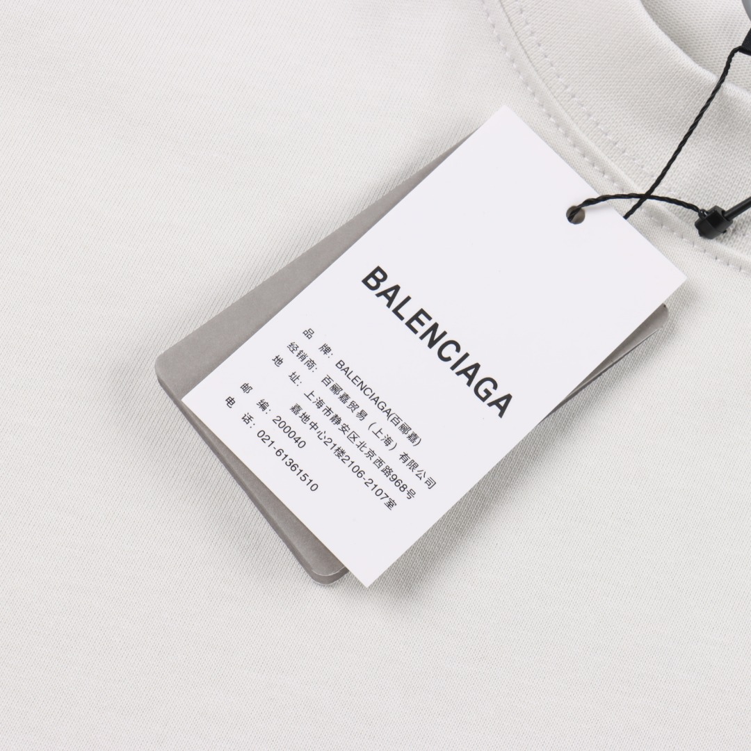 BALENCIAGA巴黎世家 ＢＢlogo涂鸦印花短袖T恤