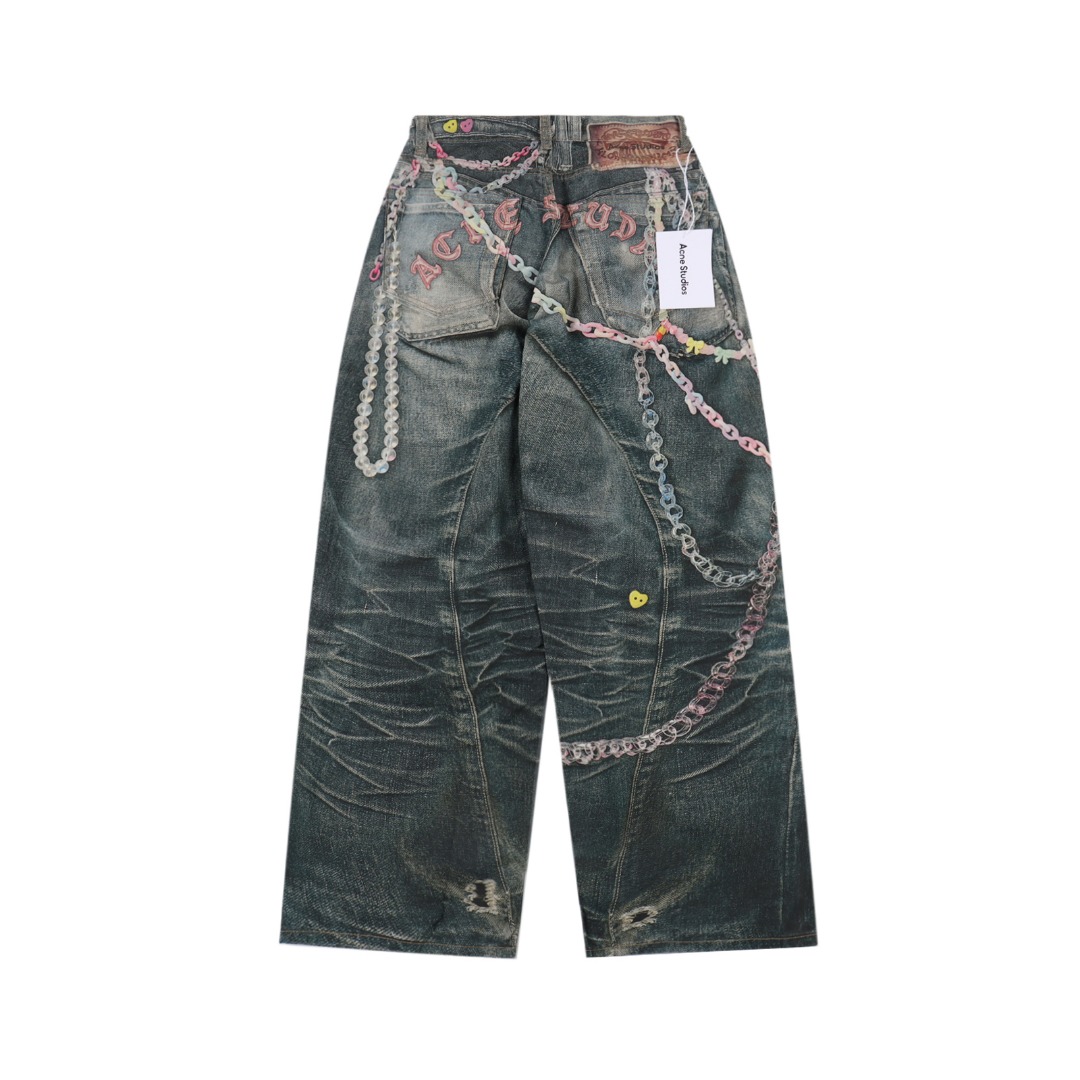 Acne Studios 1981M糖果链条印花牛仔长裤