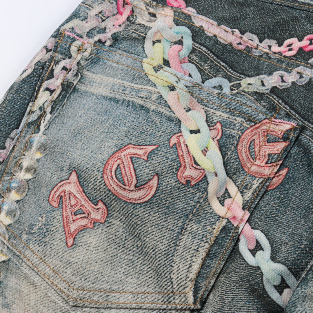 Acne Studios 1981M糖果链条印花牛仔长裤