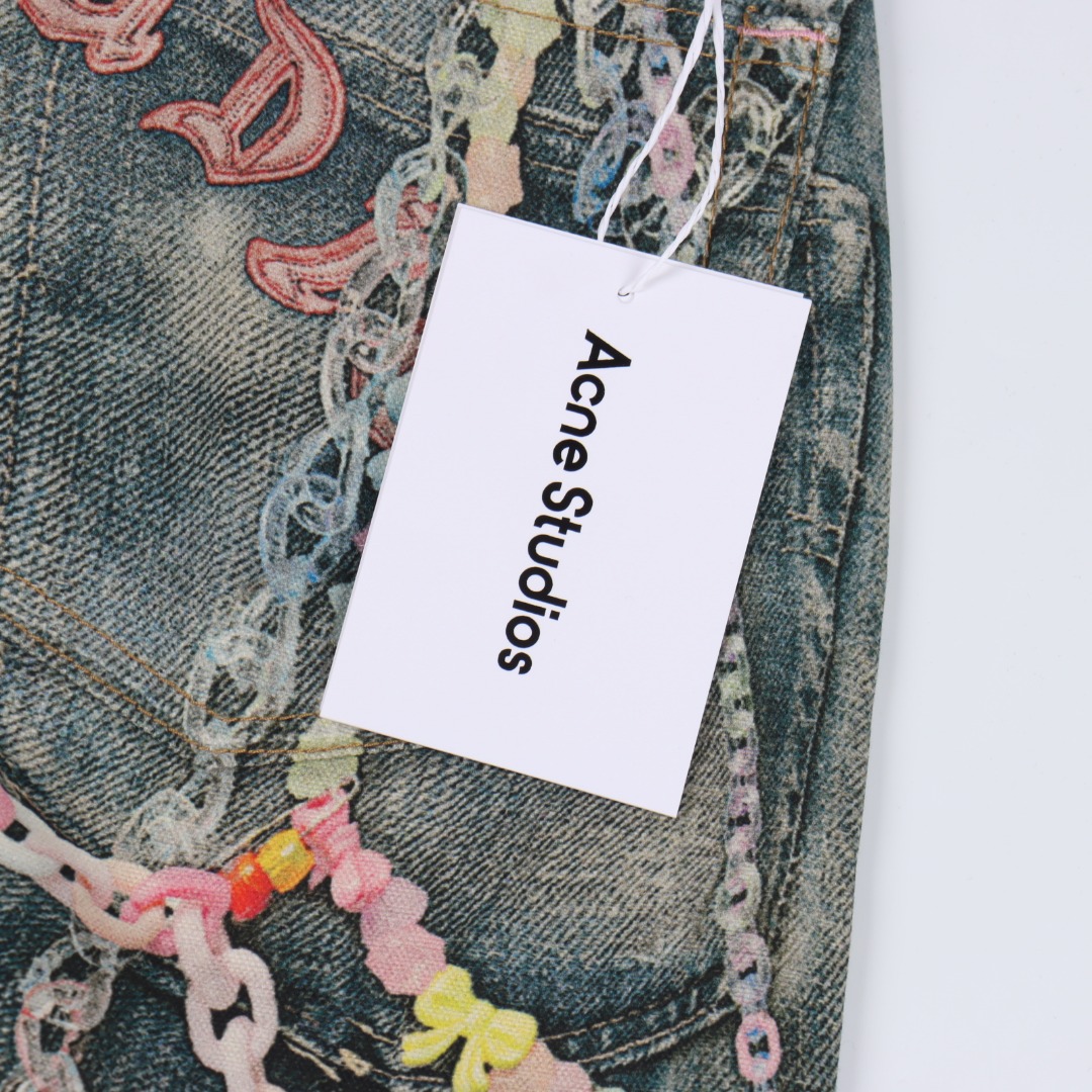 Acne Studios 1981M糖果链条印花牛仔长裤