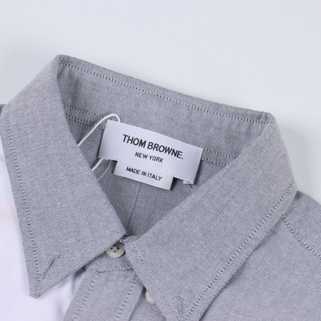 Thom Browne TB白色灰色撞色设计双袖标设计撞色衬衫