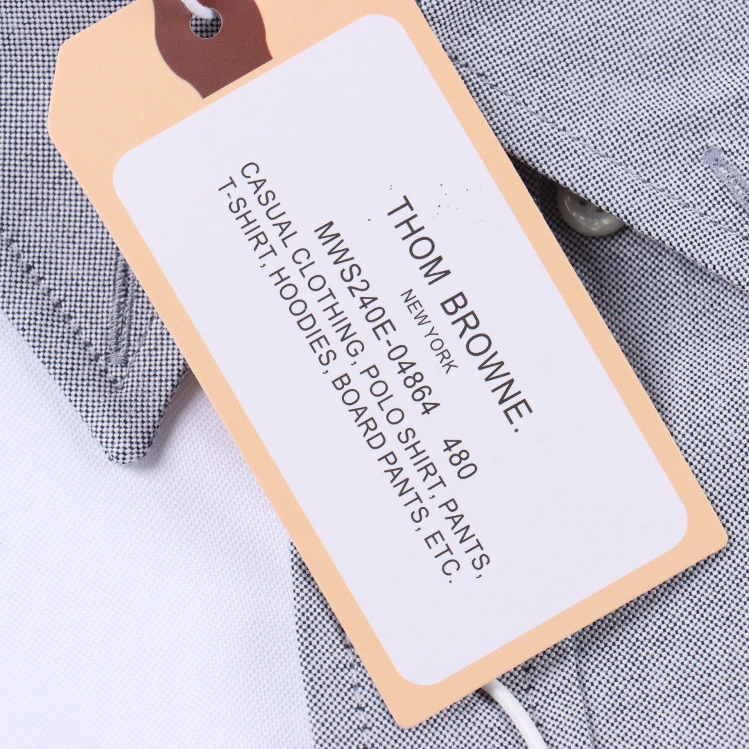 Thom Browne TB白色灰色撞色设计双袖标设计撞色衬衫