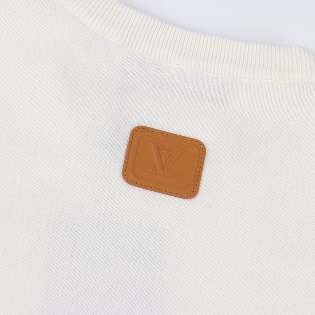 LOUIS VUITTON/路易威登 LV 黄色胸标贴饰针织短袖T恤