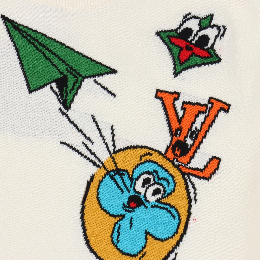Louis Vuitton路易威登 飞机提花圆领针织短袖