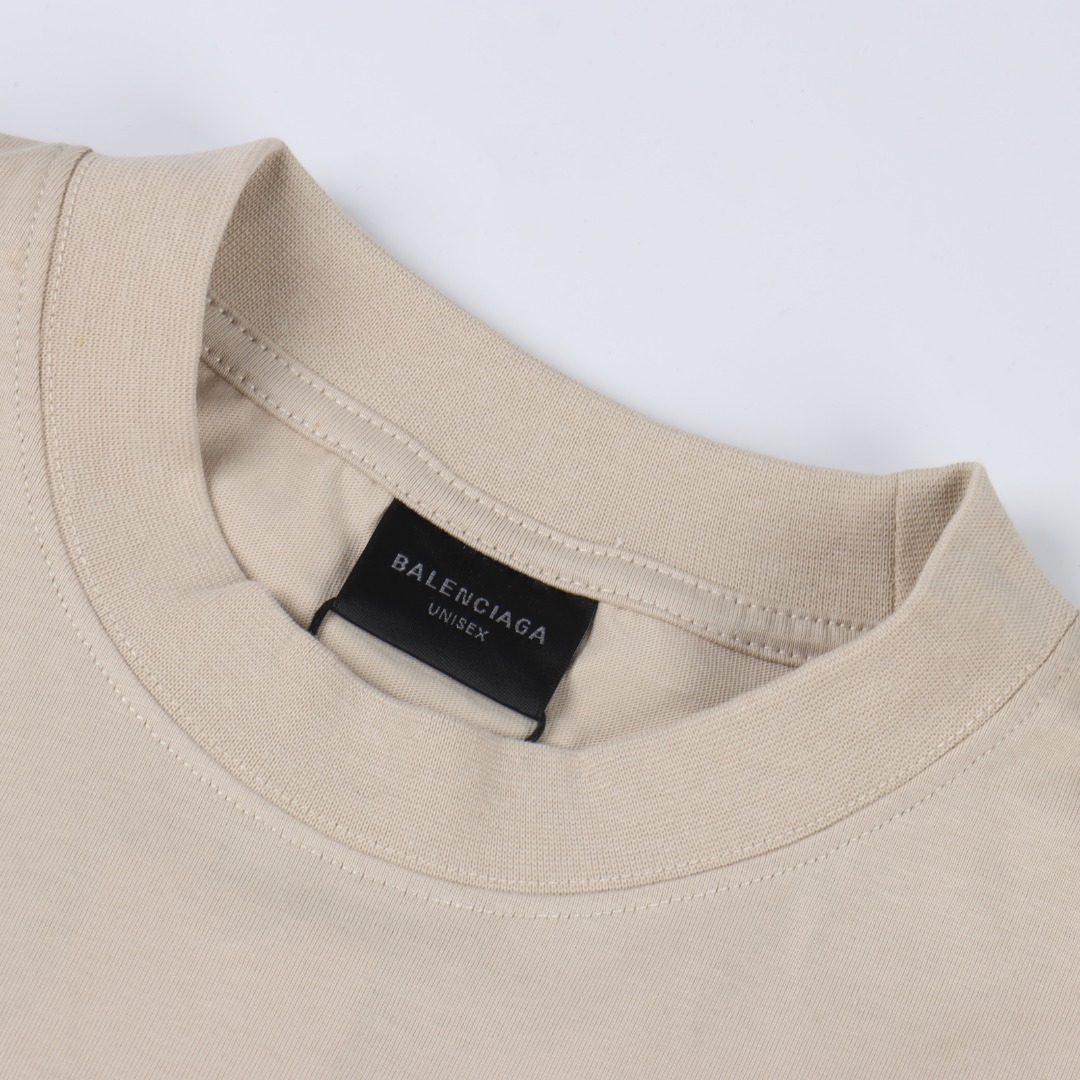 BALENCIAGA/巴黎世家 三色拼接字母印花短袖 黑灰 杏色