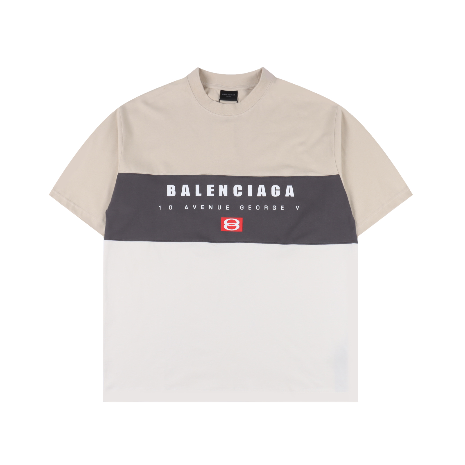 BALENCIAGA/巴黎世家 三色拼接字母印花短袖 黑灰 杏色