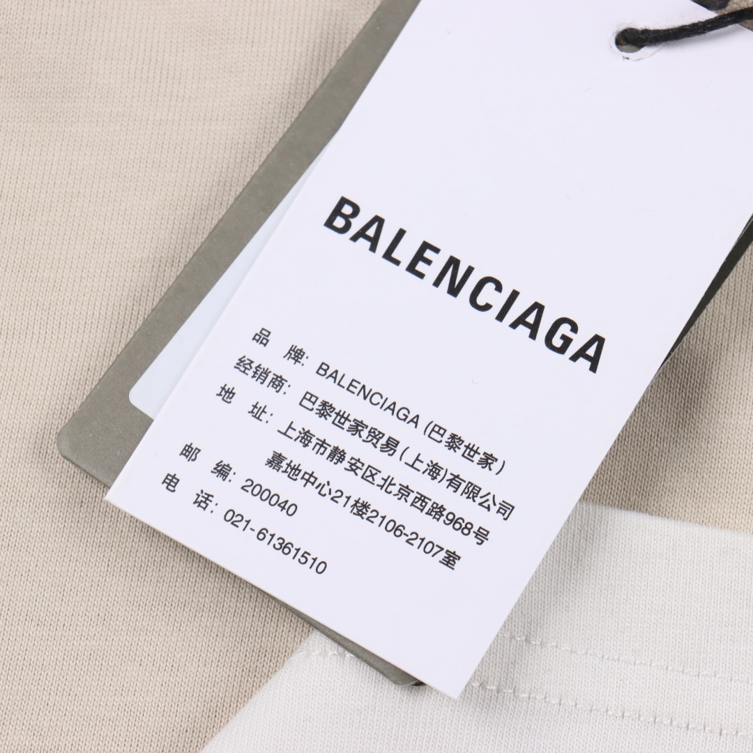 BALENCIAGA/巴黎世家 三色拼接字母印花短袖 黑灰 杏色