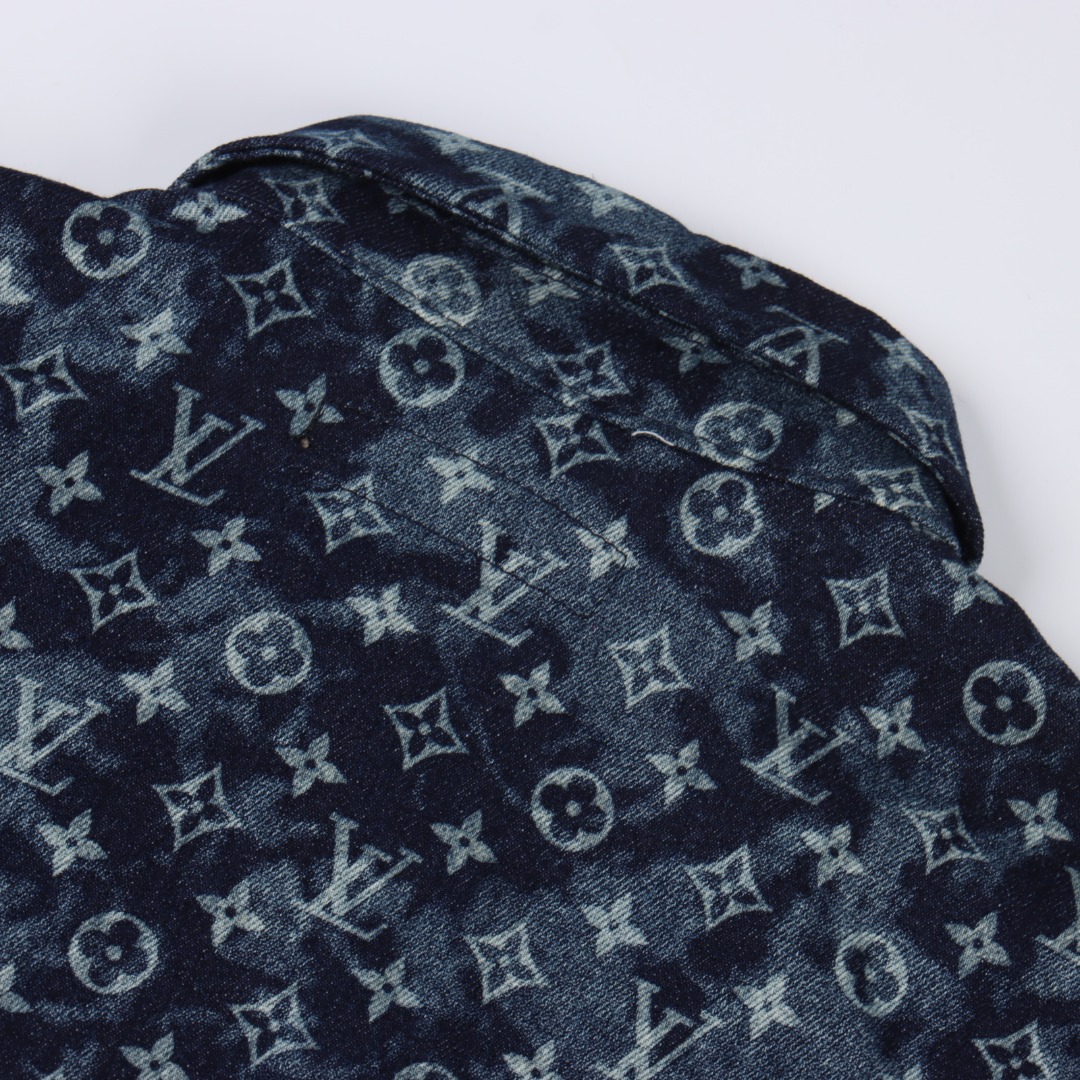 Louis Vuitton/路易威登 1V 25SS 扎染挂毯图案夏威夷牛仔短袖衬衫