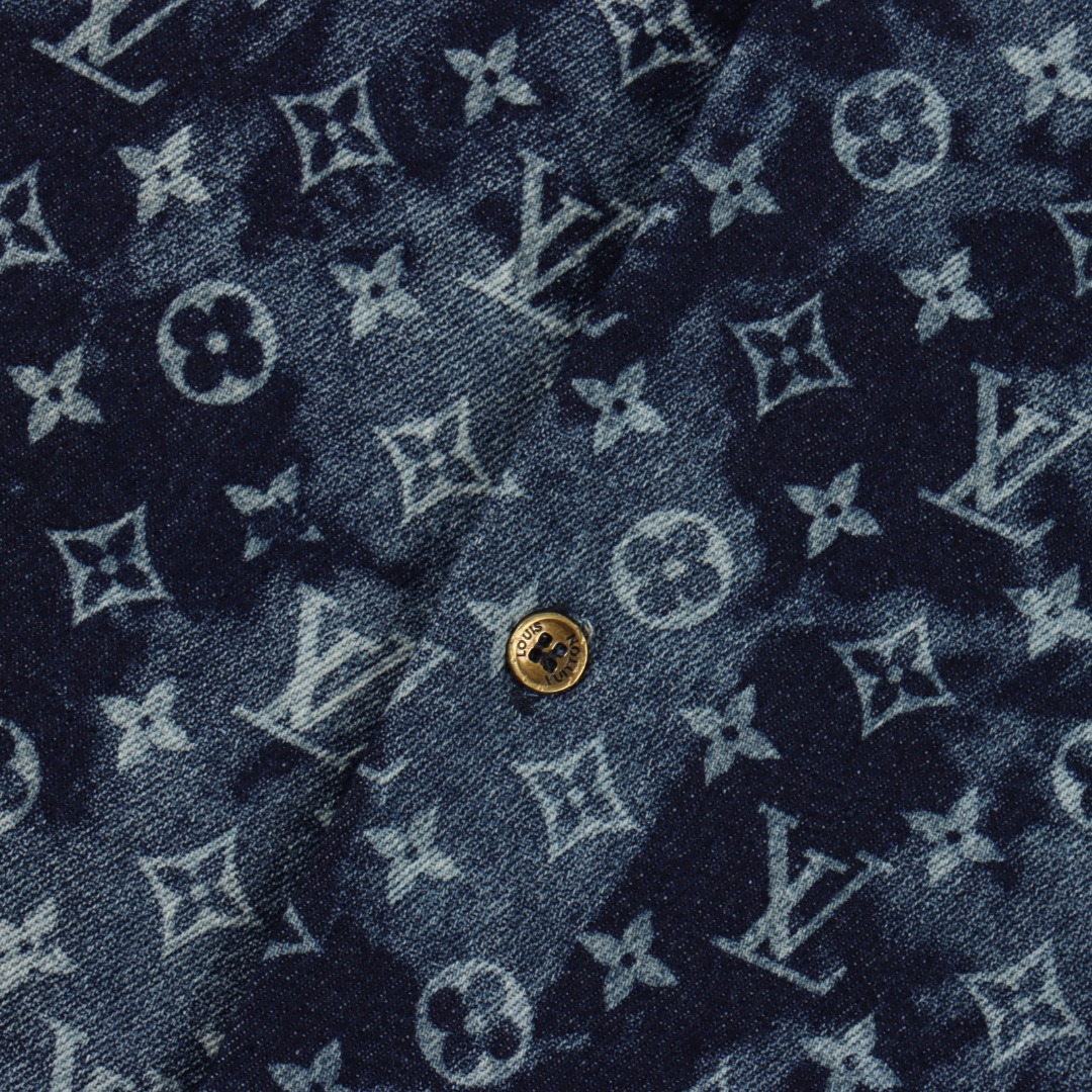 Louis Vuitton/路易威登 1V 25SS 扎染挂毯图案夏威夷牛仔短袖衬衫
