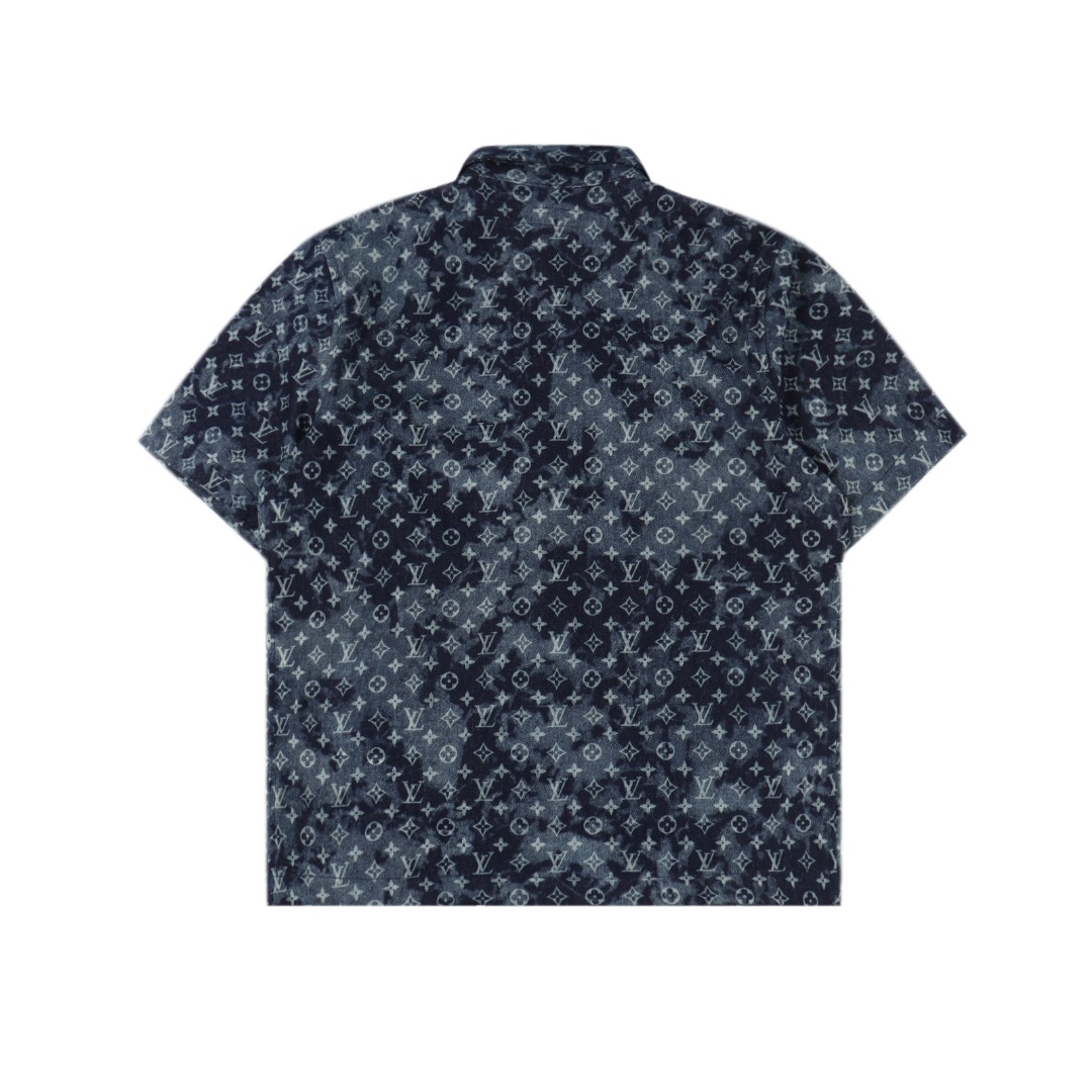 Louis Vuitton/路易威登 1V 25SS 扎染挂毯图案夏威夷牛仔短袖衬衫