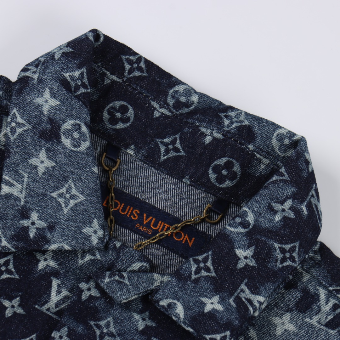 Louis Vuitton/路易威登 1V 25SS 扎染挂毯图案夏威夷牛仔短袖衬衫