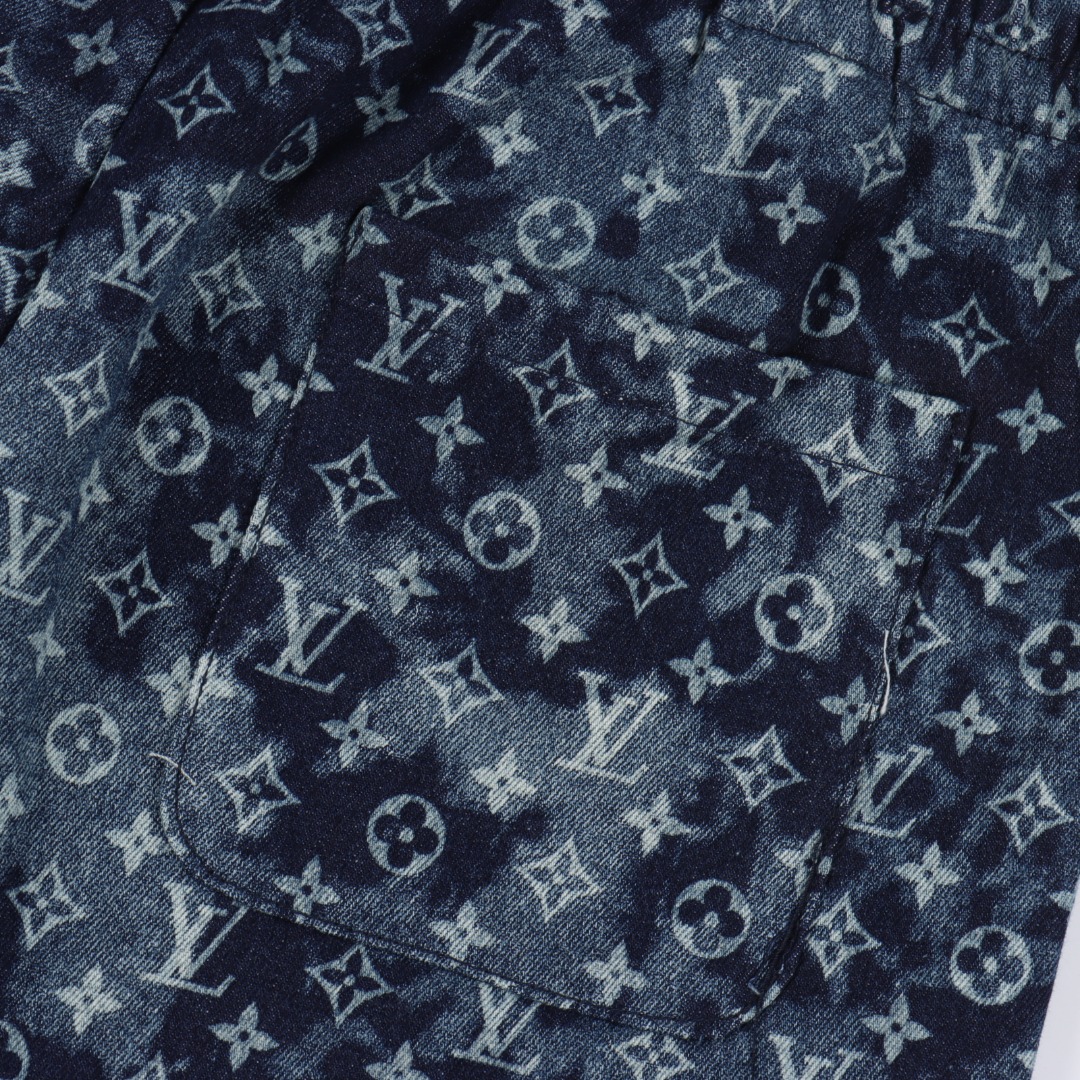 Louis Vuitton/路易威登1v 扎染挂毯图案夏威夷牛仔短裤