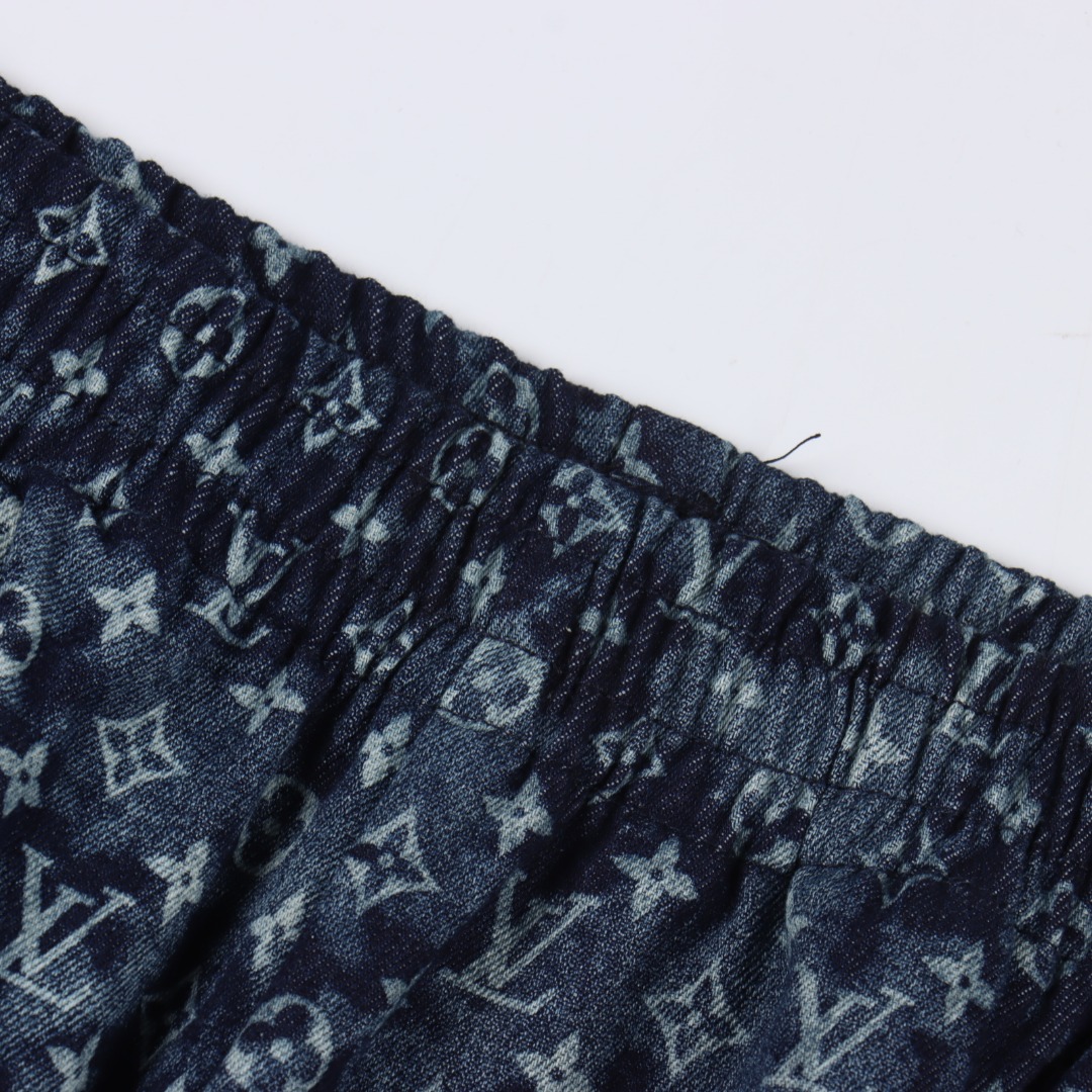 Louis Vuitton/路易威登1v 扎染挂毯图案夏威夷牛仔短裤