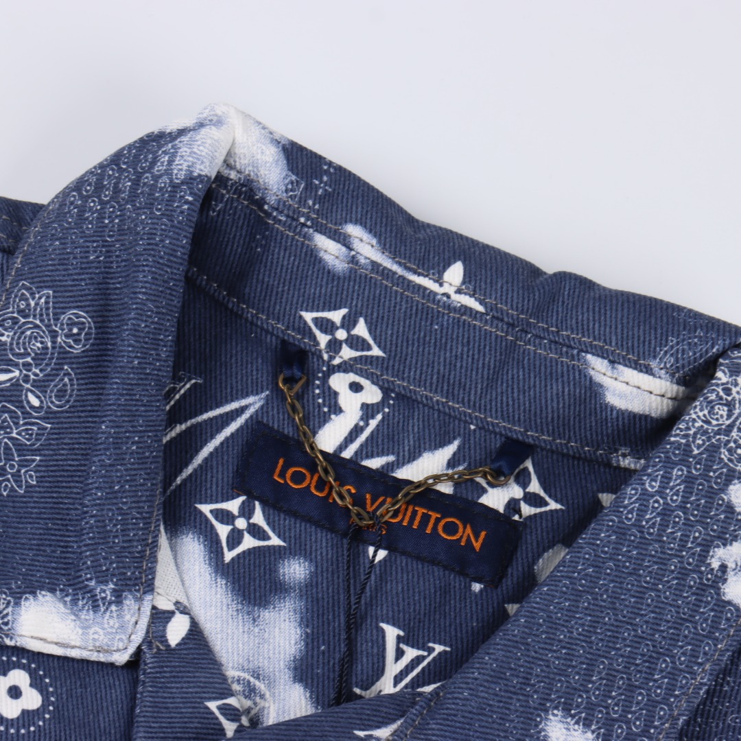 Louis Vuitton/路易威登 1V 腰果花扎染牛仔短袖衬衫