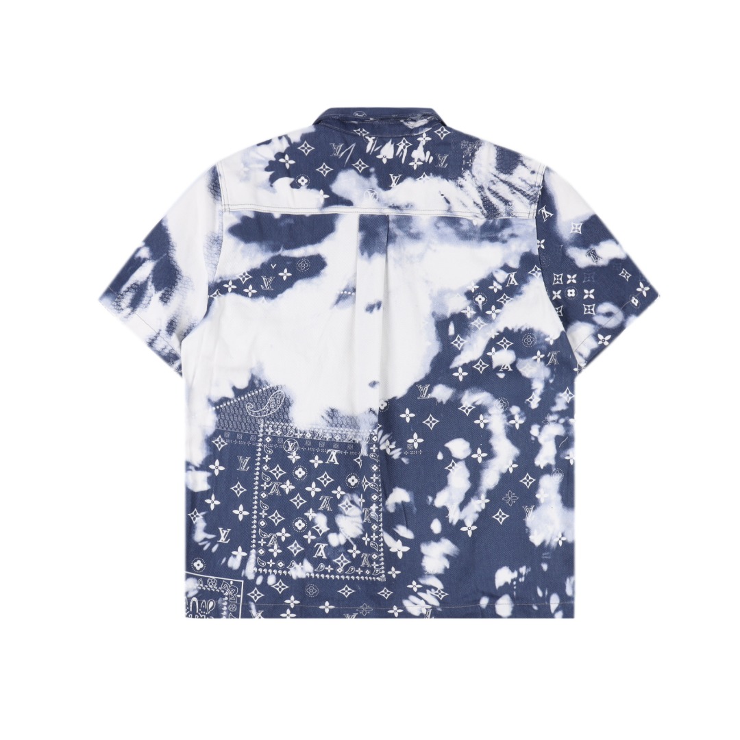 Louis Vuitton/路易威登 1V 腰果花扎染牛仔短袖衬衫