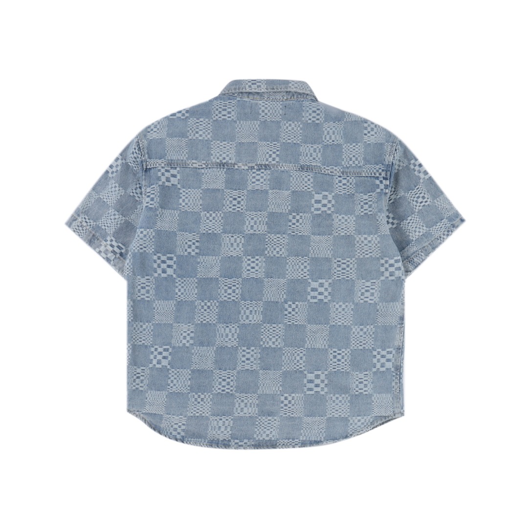 Louis Vuitton/路易威登 1V 25SS 棋盘格提花牛仔短袖衬衫
