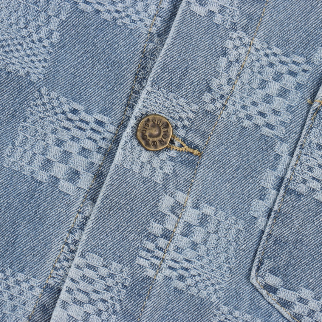 Louis Vuitton/路易威登 1V 25SS 棋盘格提花牛仔短袖衬衫