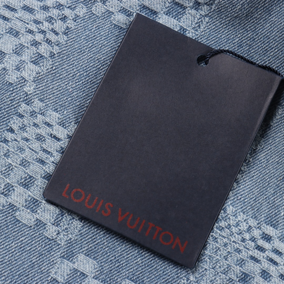 Louis Vuitton/路易威登 1V 25SS 棋盘格提花牛仔短袖衬衫