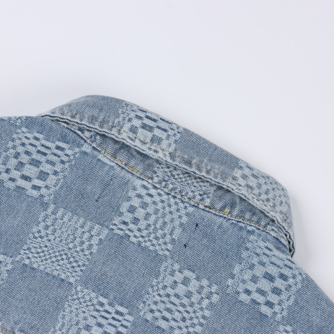 Louis Vuitton/路易威登 1V 25SS 棋盘格提花牛仔短袖衬衫