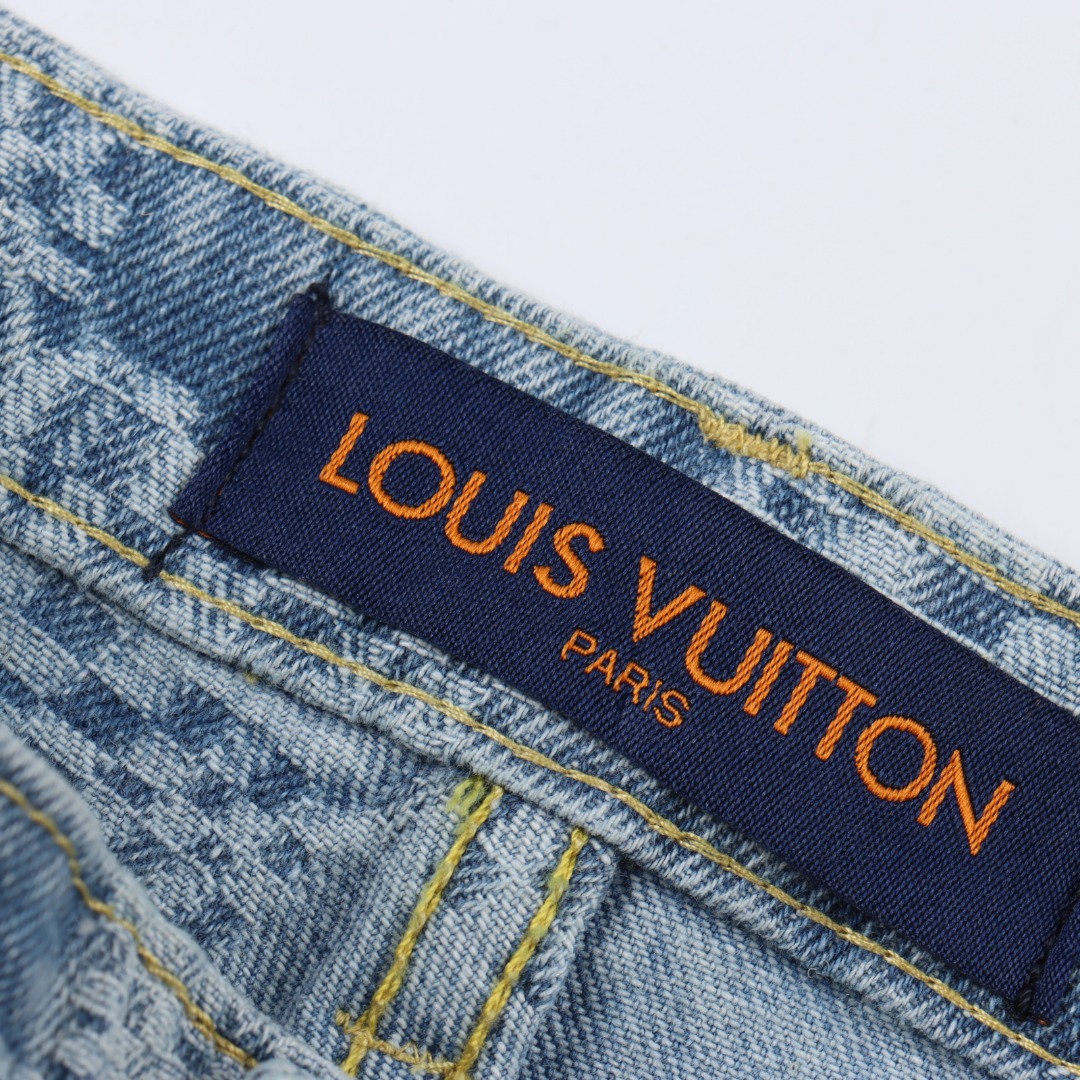 Louis Vuitton/路易威登 1V 25SS 棋盘格提花牛仔短裤
