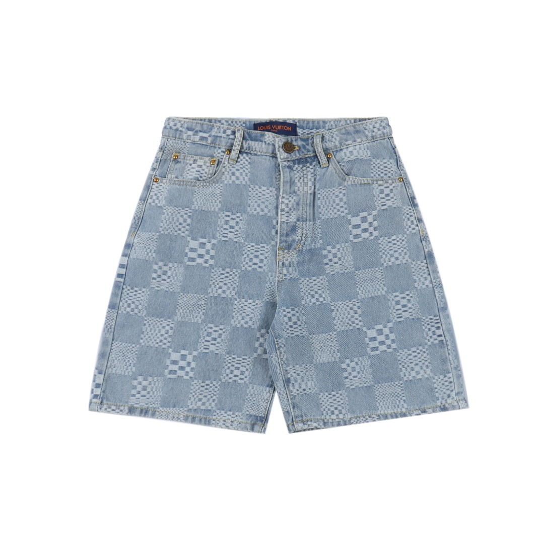 Louis Vuitton/路易威登 1V 25SS 棋盘格提花牛仔短裤