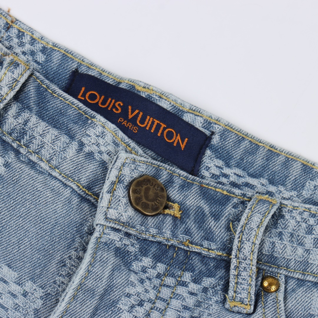 Louis Vuitton/路易威登 1V 25SS 棋盘格提花牛仔短裤